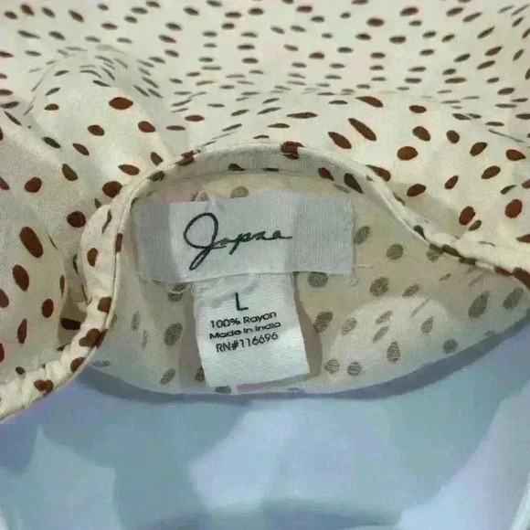 Japna cheetah Dot pattern Button Front smocked cinched waist large - Picture 4 of 6